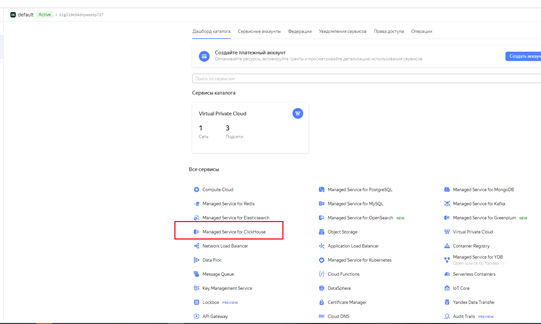 ManagedService for Clickhouse ManagedService for Clickhouse