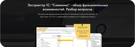 Онлайн вебинар: Экстрактор 1С: "Снежинка" - обзор функциональных возможностей.