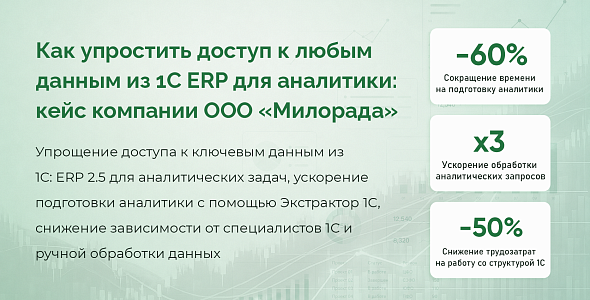 Как упростить доступ к данным из 1С ERP для аналитики: кейс компании ООО «Милорада» 